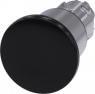 Pilzdrucktaster, unbeleuchtet, rastend, Bund rund, schwarz, Einbau-Ø 22.3 mm, 3SU1050-1EA10-0AA0