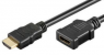 HDMI Verlängerungskabel, HDMI Stecker Typ A auf HDMI Buchse Typ A, vergoldet, 0,5 m, schwarz