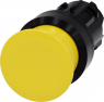 Pilzdrucktaster, unbeleuchtet, tastend, Bund rund, gelb, Einbau-Ø 22.3 mm, 3SU1000-1AD30-0AA0