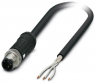 Sensor-Aktor Kabel, M12-Kabelstecker, gerade auf offenes Ende, 3-polig, 2 m, PE-X, schwarz, 4 A, 1407296