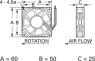 DC-Axiallüfter, 24 V, 60 x 60 x 25 mm, 26.4 m³/h, 26.7 dB, Gleitlager, TRACO POWER, D06 T24 LWS