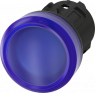 Leuchtmelder, beleuchtbar, Bund rund, blau, Einbau-Ø 22.3 mm, 3SU1001-6AA50-0AA0