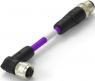Sensor-Aktor Kabel, M12-Kabelstecker, gerade auf M12-Kabeldose, abgewinkelt, 2-polig, 2 m, PUR, violett, 4 A, TAB62646501-020