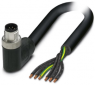 Sensor-Aktor Kabel, M12-Kabelstecker, abgewinkelt auf offenes Ende, 6-polig, 1.5 m, PVC, schwarz, 8 A, 1414934