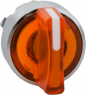 Wahlschalter, beleuchtbar, tastend, Bund rund, orange, Frontring silber, 3 x 45°, Einbau-Ø 22 mm, ZB4BK1853