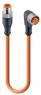 Sensor-Aktor Kabel, M12-Kabelstecker, gerade auf M12-Kabeldose, abgewinkelt, 5-polig, 2.5 m, PUR, orange, 4 A, 18283