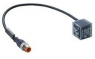Sensor-Aktor Kabel, M12-Kabelstecker, gerade auf Ventilstecker, 3-polig, 0.3 m, PUR, schwarz, 4 A, 47019