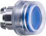Drucktaster, beleuchtbar, tastend, Bund rund, blau, Frontring silber, Einbau-Ø 22 mm, ZB4BW563
