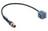Sensor-Aktor Kabel, M12-Kabelstecker, gerade auf Ventilstecker, 3-polig, 0.6 m, PUR, schwarz, 4 A, 43805