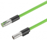 Sensor-Aktor Kabel, M12-Kabelstecker, gerade auf M12-Kabeldose, gerade, 4-polig, 3 m, PUR, grün, 4 A, 2453550300