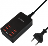 USB Tisch- Ladegerät, Eurostecker auf 6x USB-A Buchse, 6,4 A, schwarz