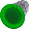 Pilzdrucktaster, beleuchtbar, rastend, Bund rund, grün, Einbau-Ø 22.3 mm, 3SU1051-1BA40-0AA0