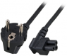 Netzkabel, Europa, Stecker Typ E + F, abgewinkelt auf C5-Kupplung, abgewinkelt, H05VV-F3G0,75mm², schwarz, 1.8 m