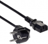 Netzkabel, Europa, CEE 7/7, gerade auf C13-Stecker, abgewinkelt, schwarz, 3 m