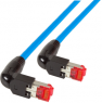 Patchkabel, RJ45-Stecker, abgewinkelt auf RJ45-Stecker, abgewinkelt, Cat 6A, S/FTP, LSZH, 0.5 m, blau