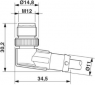 Sensor-Aktor Kabel, M12-Kabelstecker, abgewinkelt auf Ventilsteckverbinder DIN form A, 3-polig, 0.3 m, PUR, schwarz, 4 A, 1434934