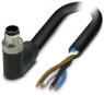 Sensor-Aktor Kabel, M12-Kabelstecker, abgewinkelt auf offenes Ende, 4-polig, 1.5 m, PUR, schwarz, 12 A, 1425029