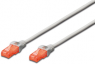 Patchkabel, RJ45-Stecker, gerade auf RJ45-Stecker, gerade, Cat 6, U/UTP, PVC, 1 m, grau