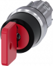 Schlüsselschalter O.M.R, unbeleuchtet, rastend, Bund rund, rot, 2 x 45°, Abzugsstellung 0 + 1 + 2, Einbau-Ø 22.3 mm, 3SU1050-4FL11-0AA0