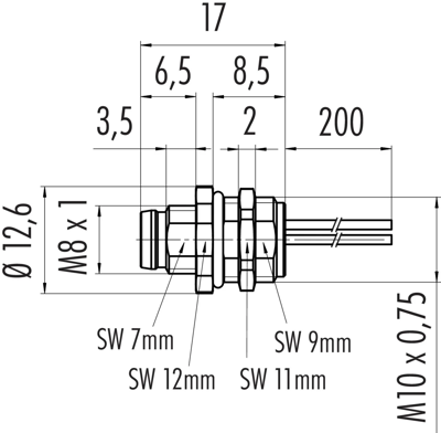 76 6219 1111 00003-0200 binder Sensor-Aktor Kabel Bild 2