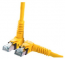 Patchkabel, RJ45-Stecker, abgewinkelt auf RJ45-Stecker, abgewinkelt, Cat 6A, S/FTP, PUR, 0.5 m, gelb