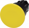 Pilzdrucktaster, unbeleuchtet, rastend, Bund rund, gelb, Einbau-Ø 22.3 mm, 3SU1000-1BA30-0AA0
