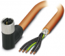 Sensor-Aktor Kabel, M12-Kabeldose, abgewinkelt auf offenes Ende, 5-polig, 3 m, PUR, orange, 16 A, 1414785