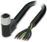 Sensor-Aktor Kabel, M12-Kabeldose, abgewinkelt auf offenes Ende, 6-polig, 10 m, PVC, schwarz, 8 A, 1414928