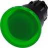 Pilzdrucktaster, beleuchtbar, rastend, Bund rund, grün, Einbau-Ø 22.3 mm, 3SU1001-1BA40-0AA0