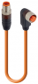 Sensor-Aktor Kabel, M12-Kabelstecker, gerade auf M12-Kabeldose, abgewinkelt, 5-polig, 0.6 m, PUR, orange, 4 A, 109386
