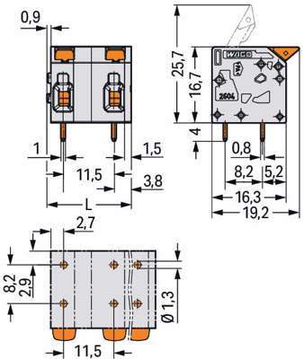 2604-1502/000-006 WAGO Leiterplattenklemmen Bild 2