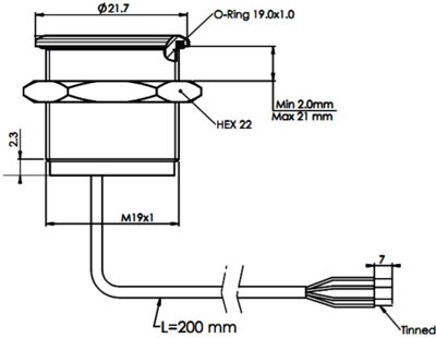 MPZ019/F BULGIN Piezotaster Bild 2