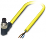Sensor-Aktor Kabel, M8-Kabelstecker, abgewinkelt auf offenes Ende, 3-polig, 2 m, PVC, gelb, 4 A, 1406293