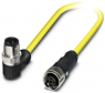 Sensor-Aktor Kabel, M12-Kabelstecker, abgewinkelt auf M12-Kabeldose, gerade, 3-polig, 1.5 m, PVC, gelb, 4 A, 1406309
