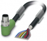 Sensor-Aktor Kabel, M12-Kabelstecker, abgewinkelt auf offenes Ende, 12-polig, 3 m, PUR/PVC, schwarz, 1.5 A, 1430093