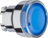 Drucktaster, beleuchtbar, tastend, Bund rund, blau, Frontring silber, Einbau-Ø 22 mm, ZB4BW36