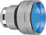 Drucktaster, unbeleuchtet, tastend, Bund rund, blau, Frontring silber, Einbau-Ø 22 mm, ZB4BP683