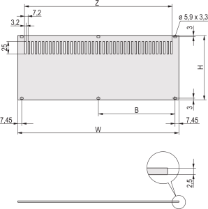 Rückwand, perforiert, ungeschirmt, für RatiopacPROund PropacPRO, 3 HE,28 TE