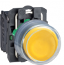Drucktaster, unbeleuchtet, tastend, 1 Schließer, Bund rund, gelb, Frontring schwarz, Einbau-Ø 22 mm, XB5AP51