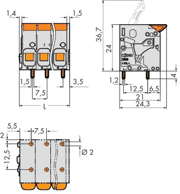 2606-1102 WAGO PCB Terminal Blocks Image 2