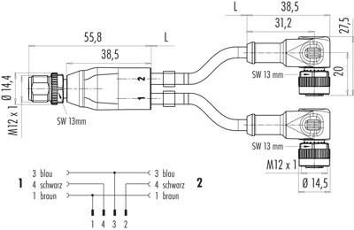 77 9829 3434 50003-0100 binder Sensor-Aktor Kabel Bild 2