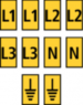 Polyamid Kabelmarkierer, Aufdruck "L1, L2, L3, N, Symbol: Erde", (L x B x H) 3 x 5.5 x 5 mm, max. Bündel-Ø 2.2 mm, gelb, 561-00303