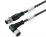 Sensor-Aktor Kabel, M12-Kabelstecker, gerade auf M12-Kabeldose, abgewinkelt, 3-polig, 1.5 m, PUR, schwarz, 4 A, 1057900150