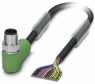 Sensor-Aktor Kabel, M12-Kabelstecker, abgewinkelt auf offenes Ende, 17-polig, 1.5 m, PUR, schwarz, 1.5 A, 1430734