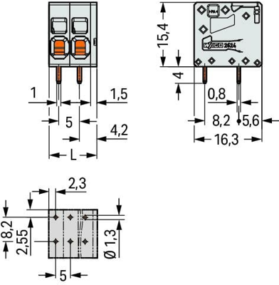 2624-1103/000-004 WAGO Leiterplattenklemmen Bild 2