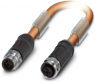 Sensor-Aktor Kabel, M12-Kabelstecker, gerade auf M12-Kabeldose, gerade, 3-polig, 2 m, PVC, orange, 4 A, 1431283