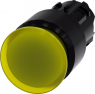 Pilzdrucktaster, beleuchtbar, rastend, Bund rund, gelb, Einbau-Ø 22.3 mm, 3SU1001-1AA30-0AA0