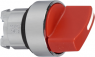 Wahlschalter, unbeleuchtet, rastend, Bund rund, rot, Frontring silber, 2 x 90°, Einbau-Ø 22 mm, ZB4BD204