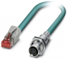 Netzwerkkabel, RJ45-Stecker, gerade auf M12-Buchse, gerade, Cat 5, SF/UTP, PUR, 1 m, blau