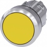 Drucktaster, unbeleuchtet, rastend, Bund rund, gelb, Einbau-Ø 22.3 mm, 3SU1050-0AA30-0AA0